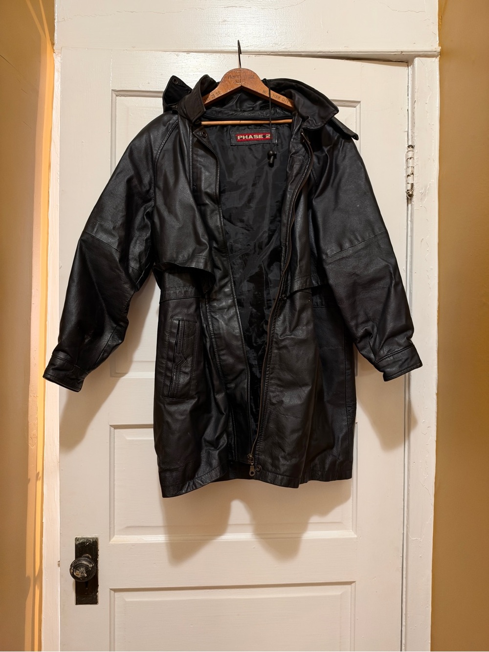 Phase 2 Black Men's Hooded Trench Coat